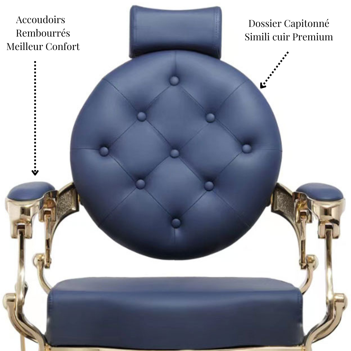 Fauteuil Barbier Florence Bleu Or